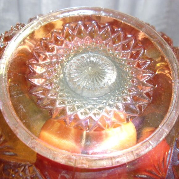 H-379 IMPERIAL STAR AND FILE HANDLED BOWL ORANGE CARNIVAL GLASS - Picture 13 of 13
